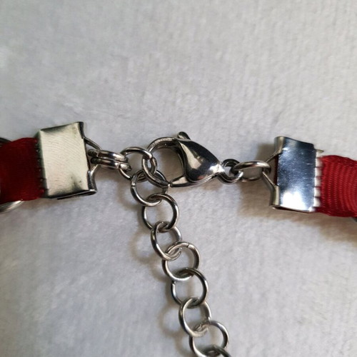Red Woven Chain Choker with Stainless Steel Handmade
