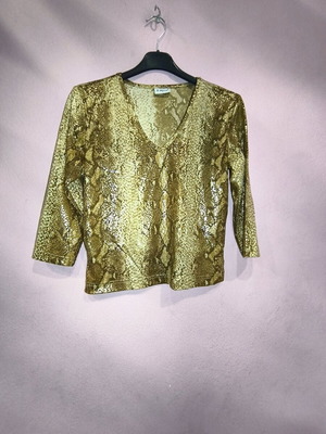 Y2K SnakePrint X-Mail blouse new, beige and gold
