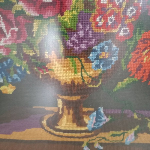 Embroidered painting used with floral theme in handmade frame 75x60