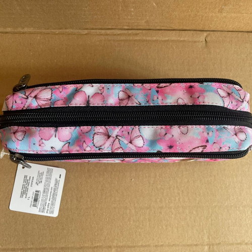 Pencil Case Barrel 15NF36 Pink with Butterfly Design