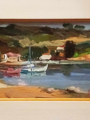 Oil painting Vas. Kolokythas 1948 with large frame new