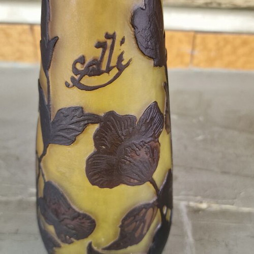 Gallé vase used with embossed floral design