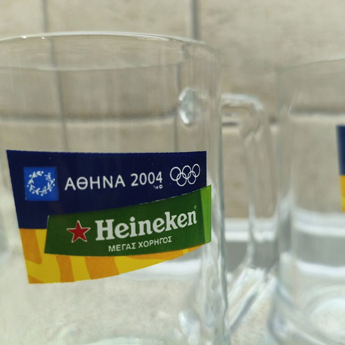 Heineken Beer Glasses used, set of 2, Athens 2004 Olympics