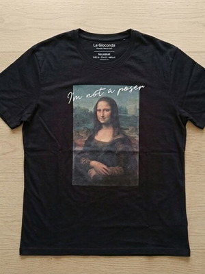 Le Gioconda black t-shirt XL like new with Mona Lisa print
