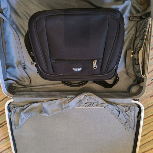 Samsonite Silhouette 200 suitcase used, gray, 70s with laptop bag