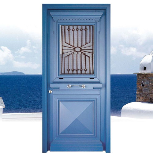 Handmade iron composition for wooden exterior door used 0.60x1.08 m