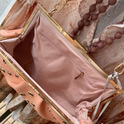 Handbag salmon color new with studs 44x25cm