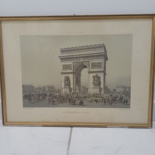 Lithograph Arc de Triomphe used, 19th century, Philippe Benoist