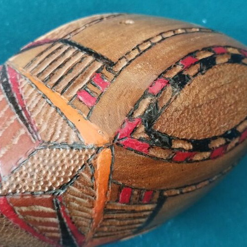 Çifteli used Albanian traditional musical instrument with decorative double-headed eagle