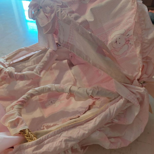 Baby Bassinet Pink Bunny Complete Set Like New