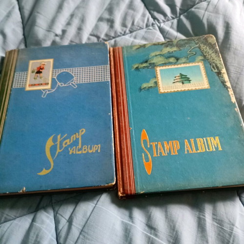 Two stamp albums with stamps from around the world