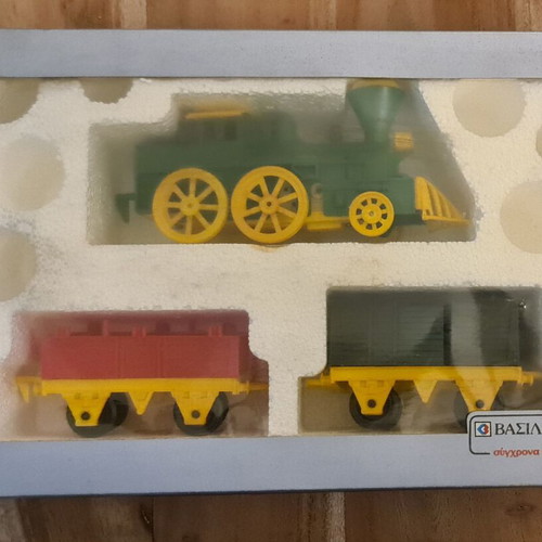 Vintage 1970 wind-up train like new in original Vasileiadis packaging