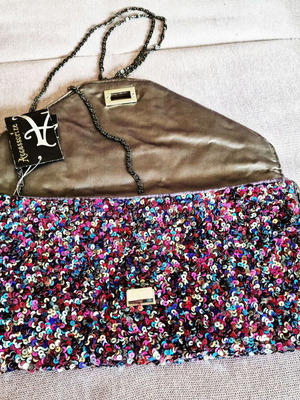Shoulder bag clutch with multicolor sequins Accessorize new