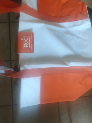 Roc beach bag new, white and orange, spacious
