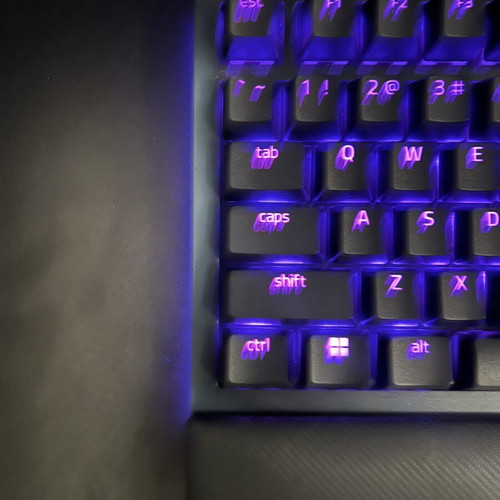 Razer BlackWidow V4 75% mechanical keyboard used with wrist rest