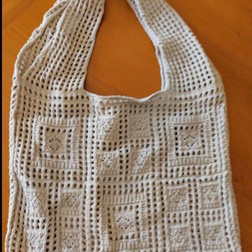 Crochet Tote Shoulder Bag Beige New