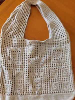 Crochet Tote Shoulder Bag Beige New