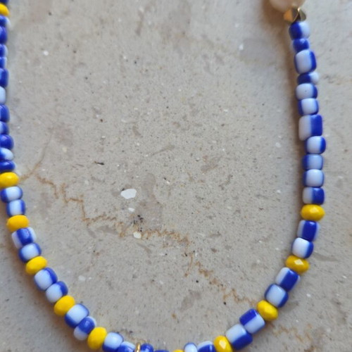Necklace with lemon and pearl new, handmade with steel clasp and extension