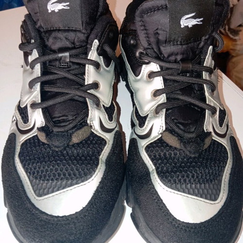 Lacoste sneakers size 44.5 used, black with repair