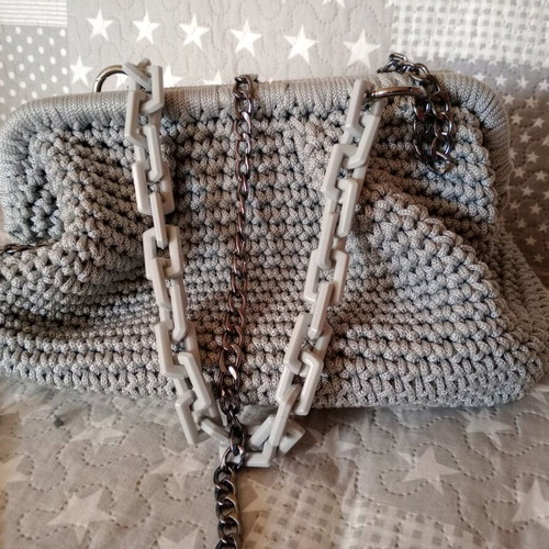 Handmade handbag new, gray with silver details