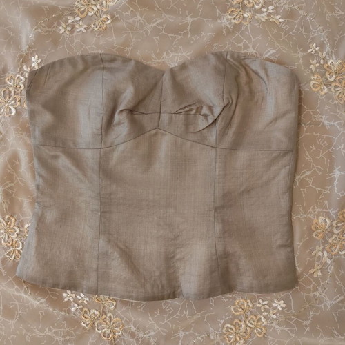 Valerie Aflalo blouse like new, short, silk, size S, gray-beige