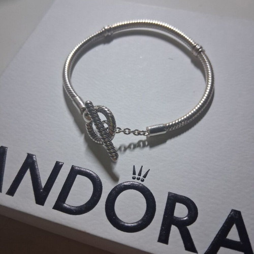 Pandora Moments bracelet with bar, rings and snake chain
