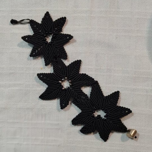 Macrame bracelet handmade new, black flower