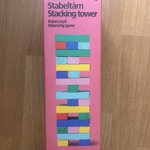 Wooden colored building blocks game like new