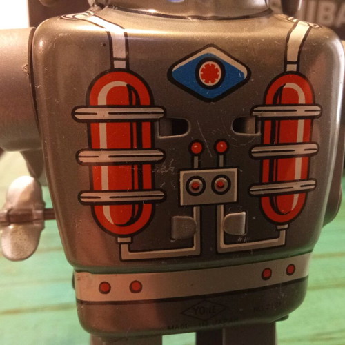 YONE robot used, wind-up tin-plastic, made in Japan