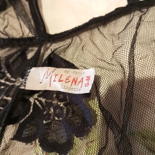 Black Babydoll Milena by Paris new, lace floral pattern