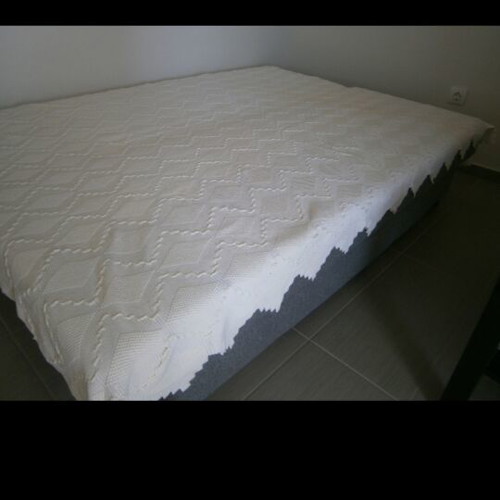 Handmade cotton blanket with grape pattern, 1.85x2.00 m, white
