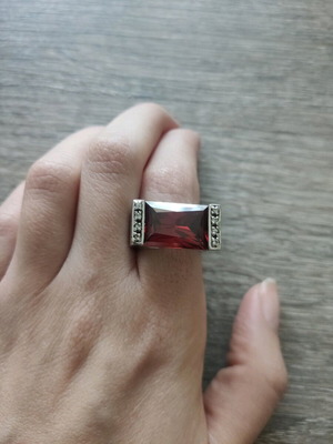 Silver 925 ring used with large red stone