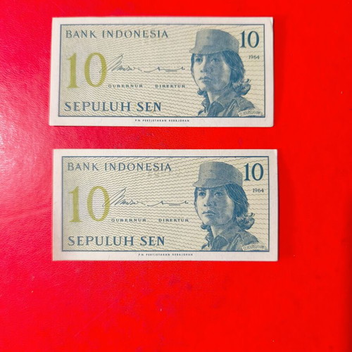 Indonesia 1964 10 Sen banknotes like new, set of 2