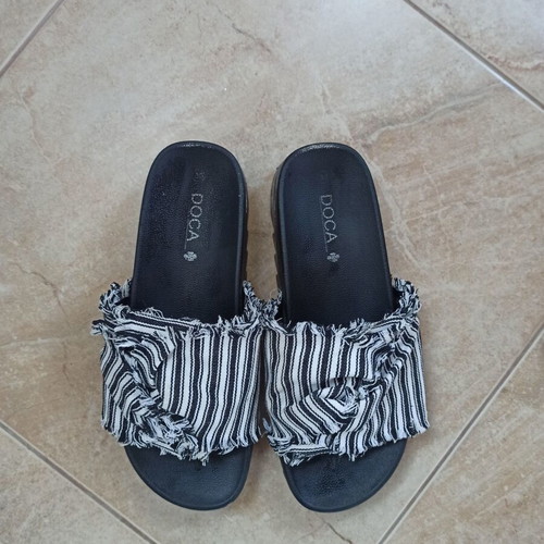 Doca women's flatform slippers used, size 39, black-white