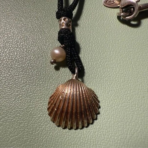 Handmade shell pendant necklace in gold-plated 925 silver with pearl new