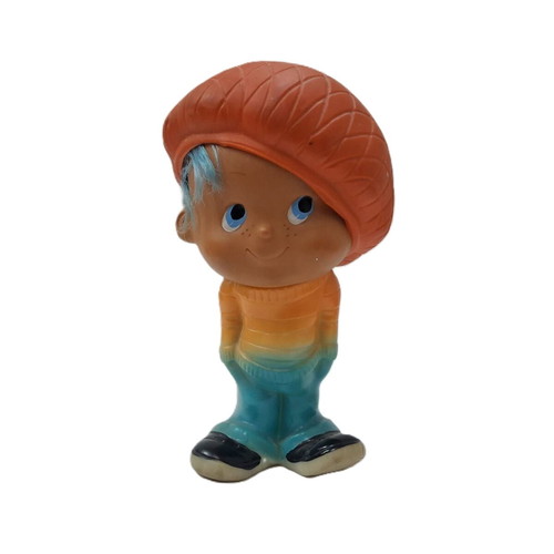 Vintage rubber figurine handpainted, used, 21 cm