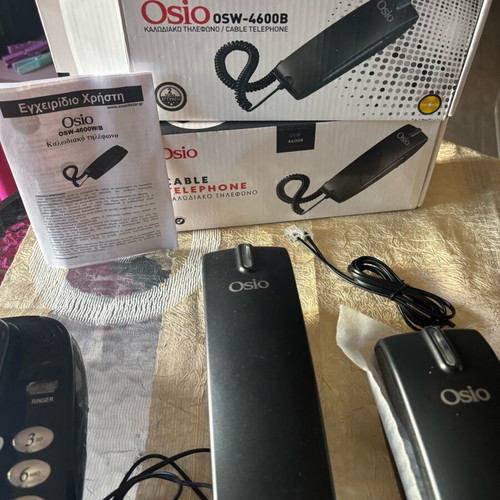 Osio cable telephones new, pack of 3, black wired