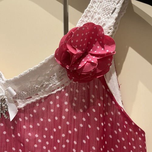 Mini Raxevsky girls' dress size 12 like new, watermelon color with white polka dots