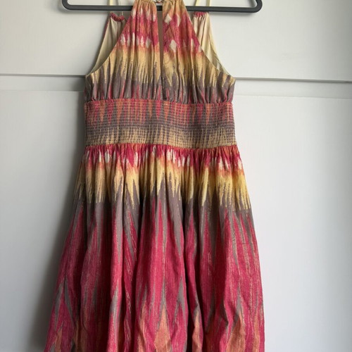 Free People Boho Halter Dress Size S with Gold Lurex in Excellent Condition