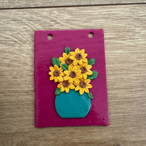 Flowers and vases wall decor like new, handmade from polymer clay