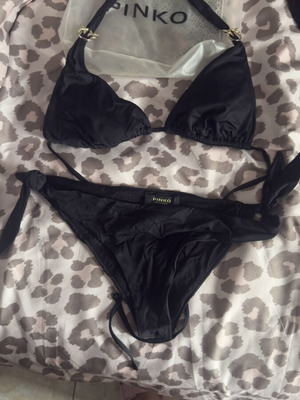 Pinko swimwear set like new, size small, black with silver logo