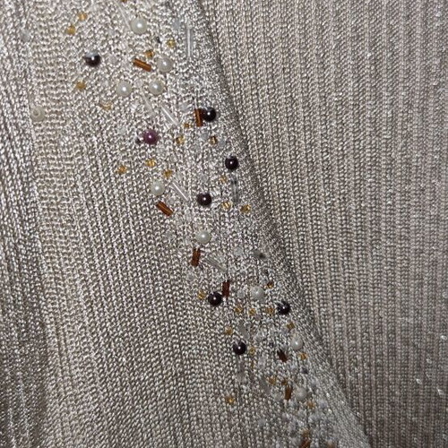 Women's cardigan like new with beige to brown ombre effect and silver thread