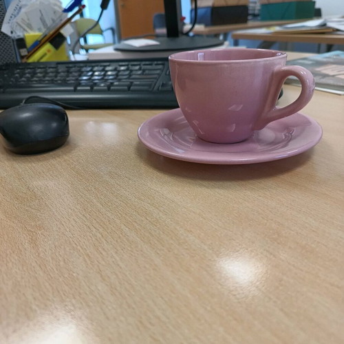 Pink coffee cup like new with saucer