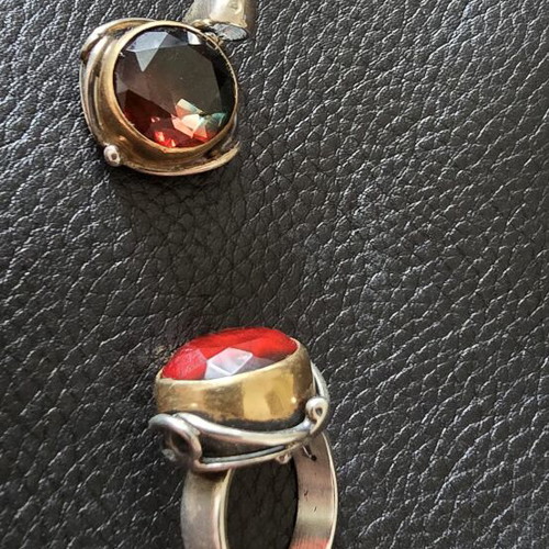 Women's silver ring and pendant set like new