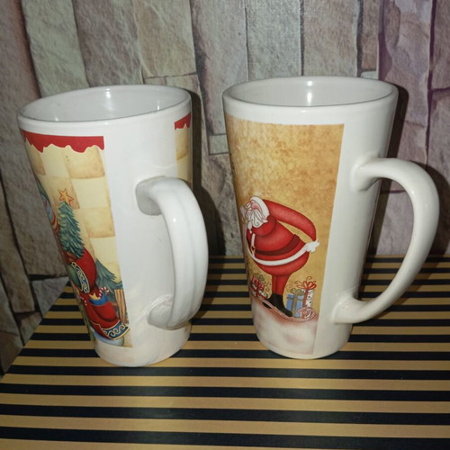 Christmas tall mugs new, set of 2 pieces