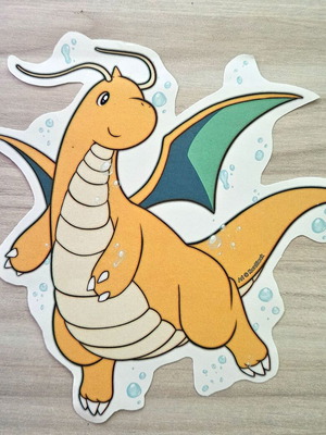 Pokemon Dragonite handmade sticker made to order