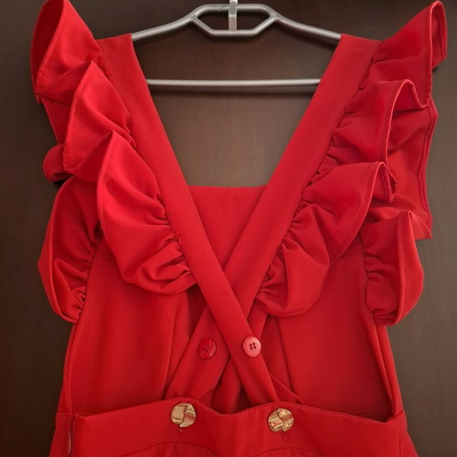 Brigitte jumpsuit with open back, red, size S