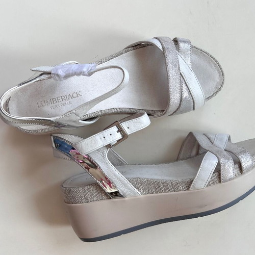 Lumberjack platform sandals new, size 39, white and silver