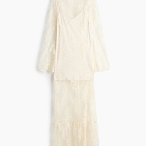 H&M Divided Cream Lace Maxi Dress New with Slip Liner