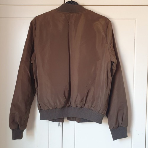 Bomber jacket khaki brown, size S, orange lining